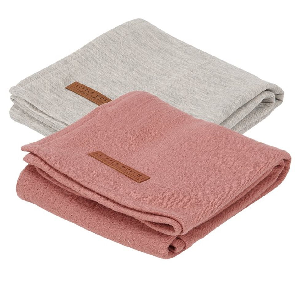 Hydrofiele doeken 70 x 70 cm Pure Grey / Pure Blush Pink - Little Dutch