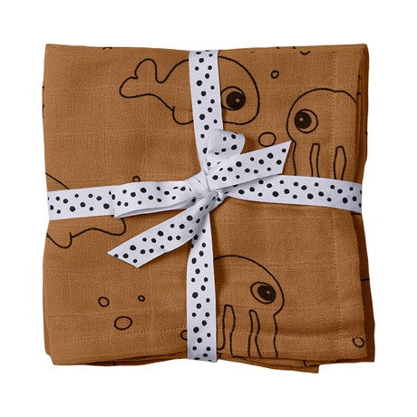 Swaddle 2-pack Sealife Mosterd - Done By Deer