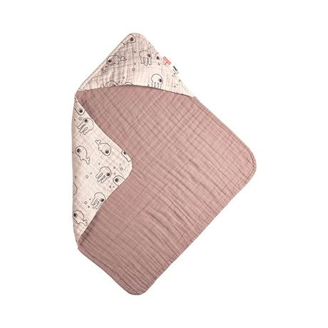 Badhanddoek met cape Sealife Roze - Done By Deer