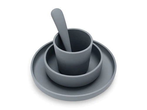 Kinderserviesset siliconen 4-delig - Storm Grey - Jollein