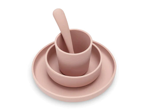 Kinderserviesset siliconen 4-delig - Pale Pink - Jollein