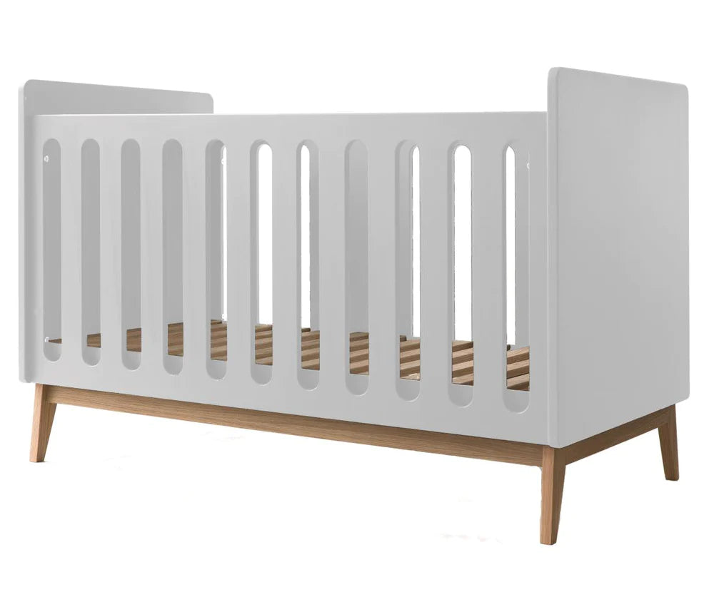 Baby bed 120 x 60 cm opvormbaar tot zitbank wit - Pericles