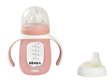 Afbeelding in Gallery-weergave laden, 2 in 1 glazen trainingsfles pink - Béaba
