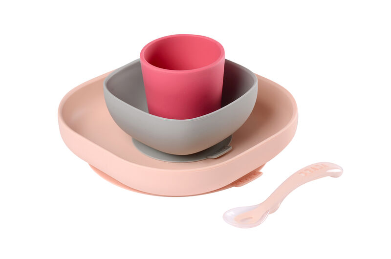 4-delige siliconen maaltijdset pink - Béaba