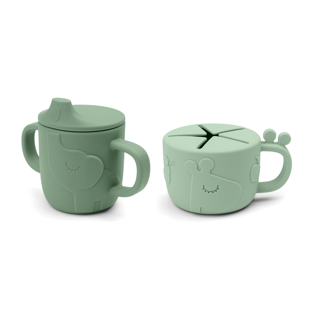 Peekaboo spout/snack cup set Deer friends Green - Done by Deer
