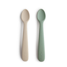 Afbeelding in Gallery-weergave laden, Set Siliconen Lepels Camebridge Blue/Shifting Sand - Mushie
